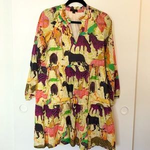 Tiered Popover Dress in Ratti Safari Print - Jcrew